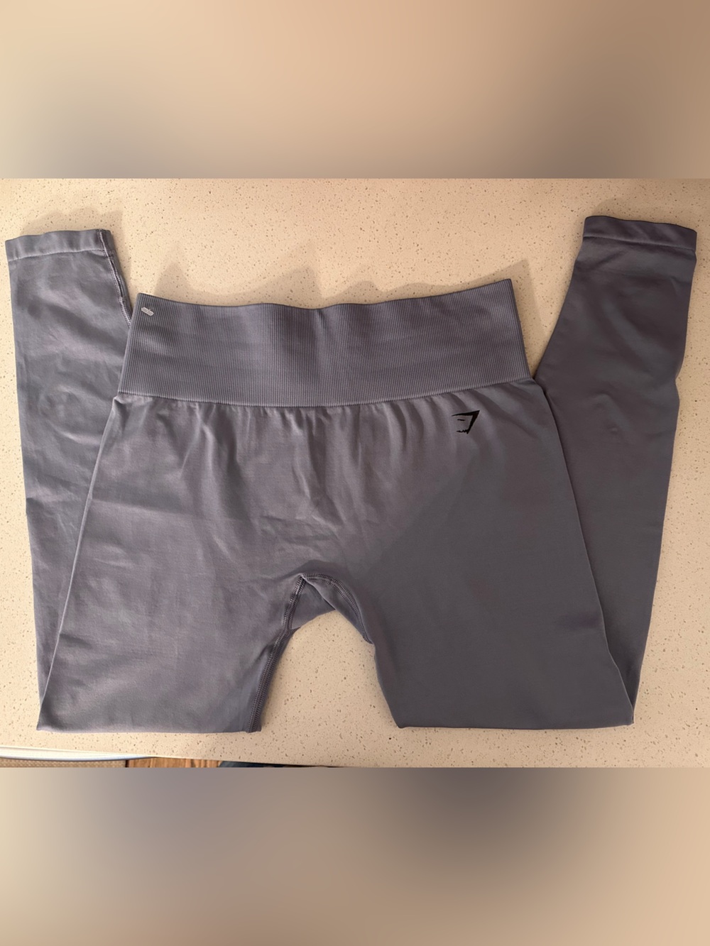 Gymshark Dusty Blue Leggings with Black Logo